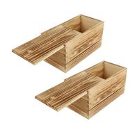 OSALADI 2pcs Wooden Sliding Storage Boxes with Lid, Versatile Household Sliding Cases for Packaging and Desktop Organization, Burnt Wood Finish