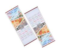 OSALADI 2pcs Year Horse Wall Planner Calendar Faux Rattan Chinese Zodiac Scroll Hang Lightweight Decoration for Home and Office Traditional Lunar Monthly Hanging Calendar
