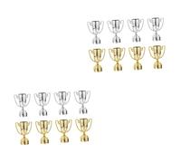 OSALADI 2sets Mini Trophy Models for Cheer Trophy Decorations Gold Silver Lightweight Awards for Sports School Competitions and Party Games 8pcs*2