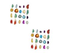 OSALADI 2sets Natural Colorful Agate Slices for DIY Jewelry Making and Wind Chime Pendants Assorted Small Red Blue Green Yellow Purple Decorative Agate Chips for Crafts and Wedding 20pcs*2
