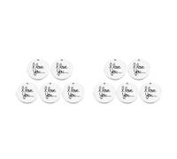 OSALADI 2sets Stainless Steel Letter Printed Charms for DIY Jewelry Making I Love You Alphabet Pendants Handmade Craft Accessories for Necklaces Bracelets Keychains 5pcs*2
