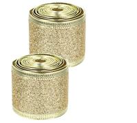 OSALADI 3 Rolls Gold Glitter Gift Ribbons Wide Decorative Wrapping Ribbon for Party Craft Cake Decoration DIY Art and Home Decor Portable and Easy to Cut