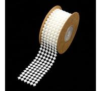 OSALADI 3 Rolls White Cotton Thread Pearl Bead Ribbon Garland Set, 2 Yards Each 2-Row, 4-Row, and 6-Row Hemisphere Beads, Decorative Trim for Wedding, Party, and Craft Embellishments