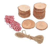 OSALADI 30 Pcs Unfinished Pine Wood Circles with Smooth Sanded Surface Pre-drilled Discs for DIY Crafts Rustic Wedding Decorations Christmas Ornaments Includes Jute and Cotton Twine