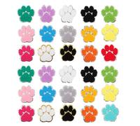 OSALADI 32pcs Paw Print Embroidered Iron-on Patches with Silver Edge for Clothing, Hats, Backpacks DIY Fabric Stickers Animal Applique Sewing Embellishments