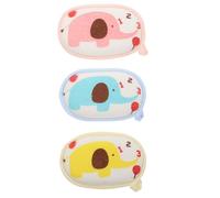 OSALADI 3pcs Bath Sponges Set with Cartoon Elephant Pattern, Soft Shower Scrubbers in Blue, Pink, and Yellow, Bathing Accessories for Gentle Newborn Skin Care