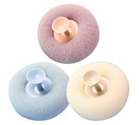 OSALADI 3pcs Exfoliating Shower Loofah Set with Soft Mesh Body Scrubber, Back Loofah for Women, Reusable Bath Accessories in Light Blue, Purple, and Beige