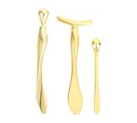 OSALADI 3pcs Gold Facial Cream Applicator Set - Eye Cream Massage Stick with T-shaped, Large Drop, and Diamond Shaped Spoons under Eye Care and Facial Mask Application