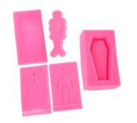 OSALADI 3Pcs Halloween Skeleton Silicone Molds Flexible Human Skull Coffin Epoxy Resin Casting Moulds for DIY Keychains Charms Ornaments Crafting