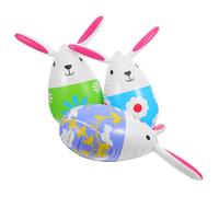 OSALADI 3pcs Inflatable Easter Bunny Balloons Set with Egg-hugging Figurines in Purple, Blue, and Green - Outdoor Garden Decor for Spring Party and Holiday Yard Display