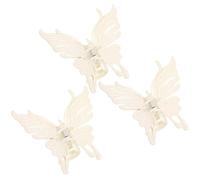 OSALADI 3pcs Large Butterflies Hair Claw Clips 10cm Milk White Hair Clamp Holders for Women