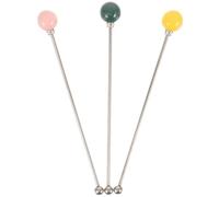 OSALADI 3pcs Metal Swizzle Sticks Mixing Sticks Portable Stirring Rods Creative Decorative Practical Essential Bar Tool for Cocktails Drinks Random Color