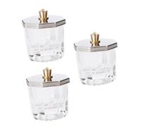 OSALADI 3Pcs Nail Liquid Bowl Acrylic Powder Dish Crystal Glass Cups and Stainless Steel Octagonal Lids for Manicure Nail Art Supplies