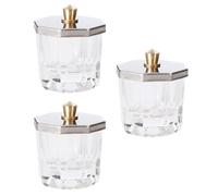 OSALADI 3pcs Octagonal Crystal Glass Nail Art Dappen Dish Set with Stainless Steel Lids for Acrylic Powder and Liquid Manicure Nail Art Bowls Suitable for Professional Care