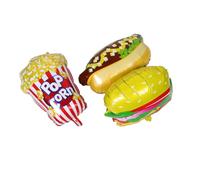 OSALADI 3pcs Popcorn Box Hot Dog Foil Balloons Durable Reusable Movie Night Birthday Party Decorations Vivid Fast Food Theme for Carnival Picnic Bbq Celebrations