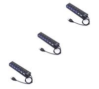 OSALADI 3pcs Port Usb Hub with Individual for Pc and Laptop Black High-speed Data Transfer Splitter Downward Compatible with Usb Led Status Indicator Design