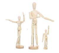 OSALADI 3Pcs Solid Wood Jointed Puppet Man Model Unfinished Wooden Ornament Crafts for Sketching Drawing Practice Flexible DIY Art Decoration for Home Office Bar