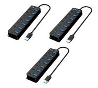OSALADI 3pcs Usb Hub Port Splitter Adapter for Laptop Individual Control and Led Indicator Multiple Usb Ports for Keyboard Mouse Convenient Play Design