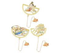 OSALADI 3pcs Vintage Metal Bookmarks Ancient Chinese Style Page Markers for Home Office Library Use Reusable Bookmarks for Book Lovers Surface Texture Elegant Design