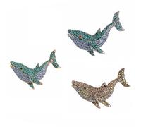 OSALADI 3pcs Whale Shape Brooch Set Rhinestone Clothes Pins Made of Alloy Creative and Stylish Design, Easy to Wear and Prevent Running, for Sweaters, Shawls and Jackets