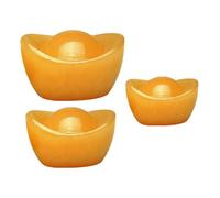 OSALADI 3Pcs Yellow Jade Ingot Figurines Set, 3-5Cm Decorative Craft Desktop Ornament for Home Office, Creative Tabletop Adornment Suitable for Living Room and Party Decor