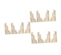 OSALADI 3sets Easy to Paint Wood Onlay Victorian Style Decorative Corner Moulding Natural Wood 13x7cm for Home Decor 4pcs*3