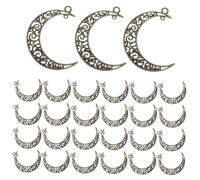 OSALADI 40pcs Hollow Crescent Moon Pendant Charms Alloy DIY Jewelry Making Accessories for Necklace Earring Bracelet Vintage Bronze Moon Shape Findings for Creative Crafting