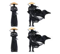 OSALADI 4Pcs Ancient Theme Warrior Mini Figurines Set, Plastic Micro Landscape Garden Statues for Bonsai Decoration, Chinese Miniature Figures for Fish Tank and Patio Display