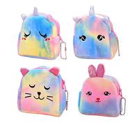 OSALADI 4pcs Assorted Colour Plush Unicorn Coin Purses Small Size and Convenient Money Storage Bags for Party and Everyday Use