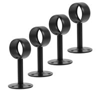 OSALADI 4pcs Black Stainless Steel Flange Ceiling Rod Holders Curtain Rod Brackets High Foot round Tube Mount Wall Shower Closet Socket for Home Curtains