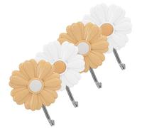 OSALADI 4pcs Decorative Daisy Adhesive Wall Hooks, Strong Sticky Coat Rack for Bathroom Bedroom, Cute Cartoon Flower Hooks for Home Storage and Wall Decor Random Color