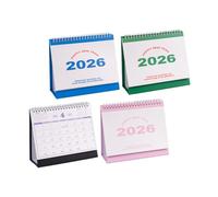 OSALADI 4pcs Desk Calendar with Habit Tracker Standing Flip Desktop Planner for Office Home School Creative Manual Painting Design in Pink Green Blue Black