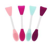 OSALADI 4pcs Double-ended Silicone Facial Mask Brushes Set with Flat and Mixed Color Heads, Cream Applicators and Facial Pore Brush Cleaners for DIY Face Mask Mixing and Skin Random Color