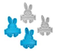 OSALADI 4Pcs Easter Rabbit Keychain Molds Silicone Pendant DIY Craft Molds Smooth Non Stick Surface for Handmade Jewelry Gift