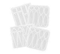 OSALADI 4pcs Geometric Silicone Earring Molds for Epoxy Resin Jewelry Making Durable Reusable Oval Triangle Shapes Precision Crafting Tool for DIY Dangle Pendants and Charms
