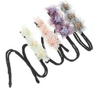 OSALADI 4pcs Hair Bun Maker Flower Hair Accessories Mesh Yarn and Cloth Materials Elegant Fashionable Design for Mother's Day and Different Occasions
