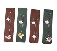 OSALADI 4pcs Metal Bookmarks Chinese Style Decorative Crane Design Lightweight Eco Friendly Bookmarks for Readers Students Writers with Plum Blossom Tower Sun Crane Dance Patterns
