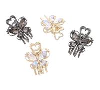 OSALADI 4Pcs Mini Rhinestone Butterfly Hair Clips Small Metal Claw Clips for Women Sparkly Crystal Hair Accessories with Gold and Gun Black Suitable for Back Hairstyles
