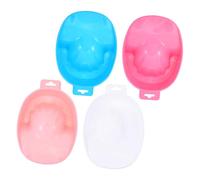 OSALADI 4pcs Nail Soak Tray Set Plastic Manicure Bowls for Nail Polish Removing Hand Soak Bowls in Pink Blue White and Rose Suitable for Art Salon and Home Use