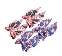 OSALADI 4pcs Patriotic American Flag Hair Bows with Long Tail and Stripe Star Pattern, Lightweight Cloth Hair Clips with Secure Hold for Women, for Family Gatherings and Parades