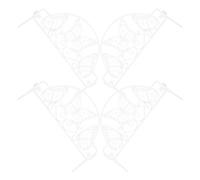 OSALADI 4pcs Plastic Garden Fence Border White Wing Pattern, Green Yard Edging for Flowerbed, Small Outdoor Decorative Fencing for Patio and Lawn Landscaping