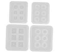 OSALADI 4pcs Silicone Bead Charm Molds with Built Holes Sphere and Square Shapes Durable Resin Epoxy Mold for Jewelry Polymer Clay Soap Making DIY Crafting Projects
