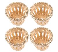 OSALADI 4pcs Small Lampshade Antique Lamp Holder Pendant Lamp Shade Rustic Chandelier Shade Wicker Woven Wall Lamp Shade Light Covers for Light Fixtures Ceiling Rattan Household Bamboo