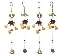OSALADI 4Pcs Vintage Feng Shui Wind Chimes with Fish and Peacock Metal Bells, Chinese Lucky Hanging Windbells for Garden, Patio, Outdoor Home Decor, Wealth and Good Luck