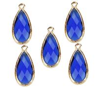 OSALADI 5 Pcs Gem Blue Glass DIY Pendant Beads Water Drop Diamond Charms for Jewelry Making Earrings Necklaces and Accessories