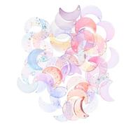 OSALADI 50Pcs Mixed Color Glass Moon Pendants for Jewelry Making DIY Accessories for Necklaces Bracelets Keychains Skin Friendly Crystal Charms