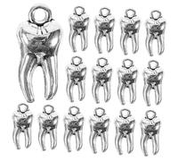 OSALADI 50pcs Simulation Teeth Charms Pendants with Hoops for DIY Jewelry Making Delicate Tooth Ornaments for Necklaces Bracelets Earrings Multipurpose Craft Accessories in Antique Silver