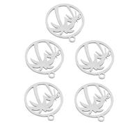 OSALADI 5pcs Coconut Tree Pendant Necklace Jewelry Keychain Coconuts Palm Craft Charms Silver Stainless Steel