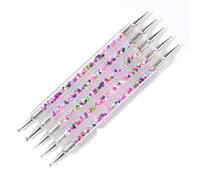 OSALADI 5pcs Double-ended Nail Art Pen with Rhinestone and Pearl Handle Nail Painting Tool Set with Fine and Dotting Tips for Detailed Art Design Supplies for Women