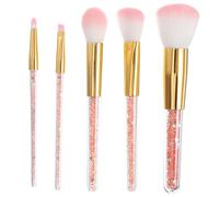 OSALADI 5pcs Handle Makeup Brush Set for Women Pink Diamond Particle Powder Brush Eyebrow and Eye Shadow with Gold Ferrule Professional Cosmetic Kit for Face Makeup